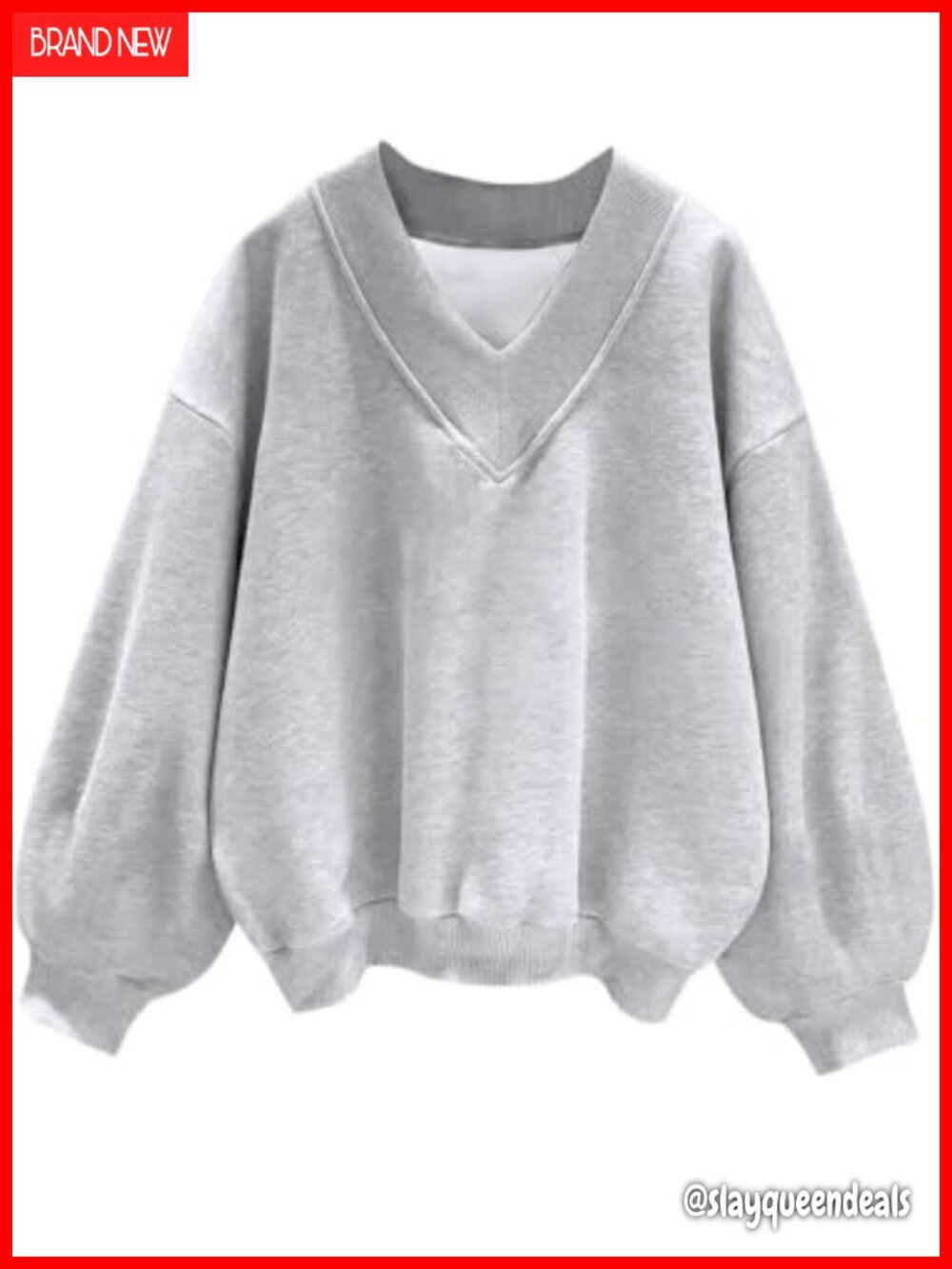 V Neck Oversized Sweatshirt Long Sleeve Pullover